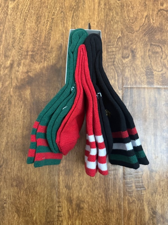 adidas Black Crew Socks with Red, White & Green Stripes - Picture 8 of 14